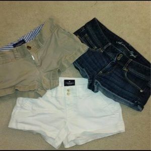 Aeo sz 4 low rise shorts white khaki & denim